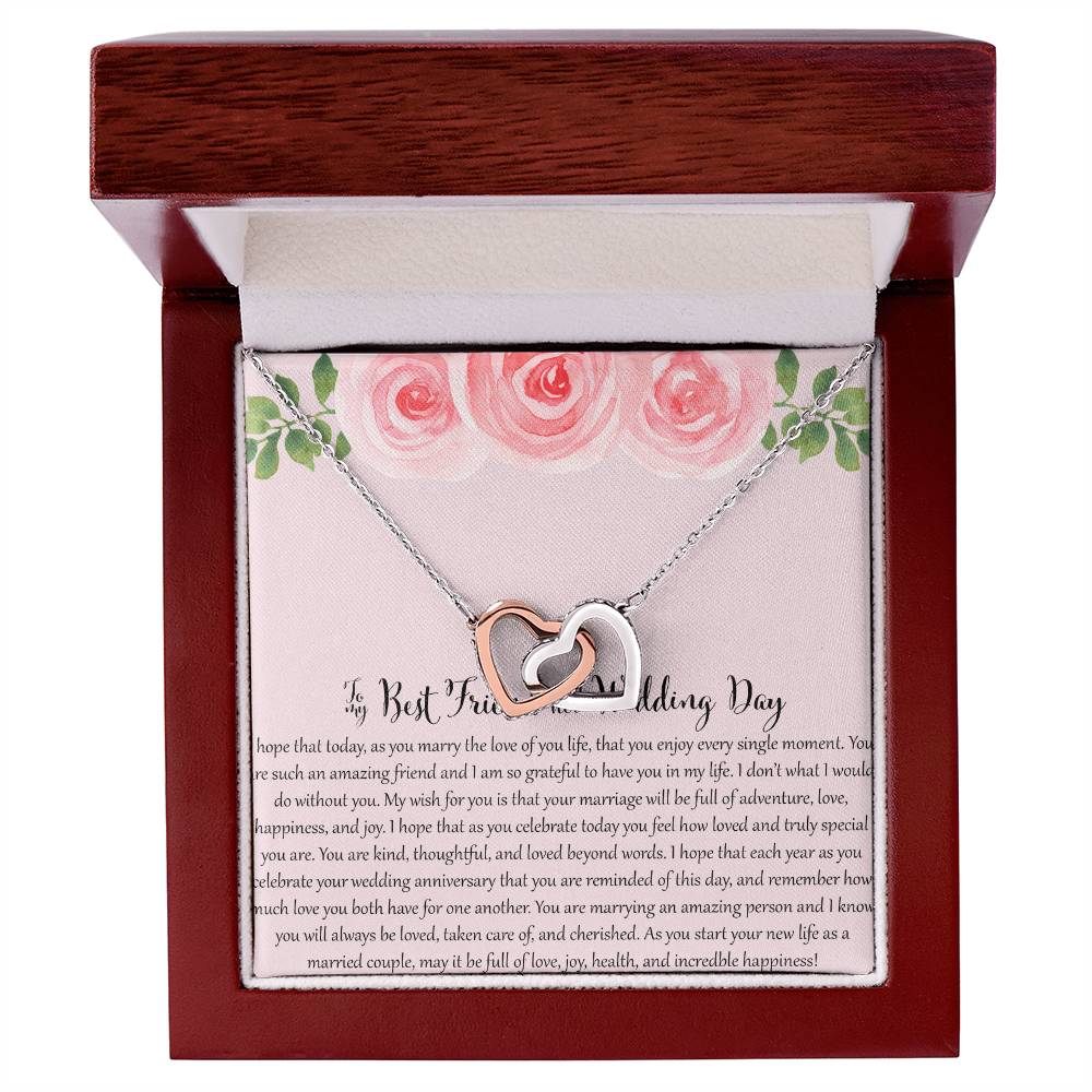 To My Bestfriend On Her Wedding Day - Floral Interlocking Hearts Necklace