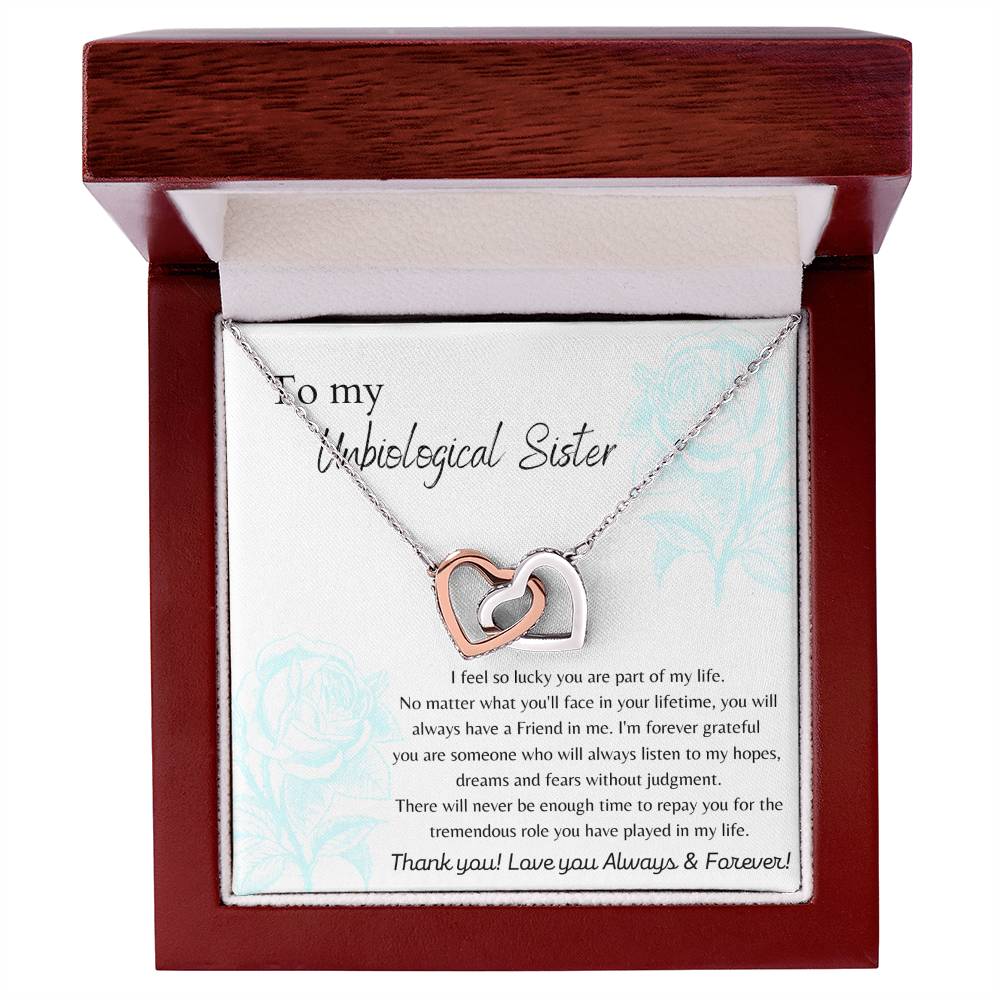 To My Unbiologigal Sister Interlocking Hearts Necklace