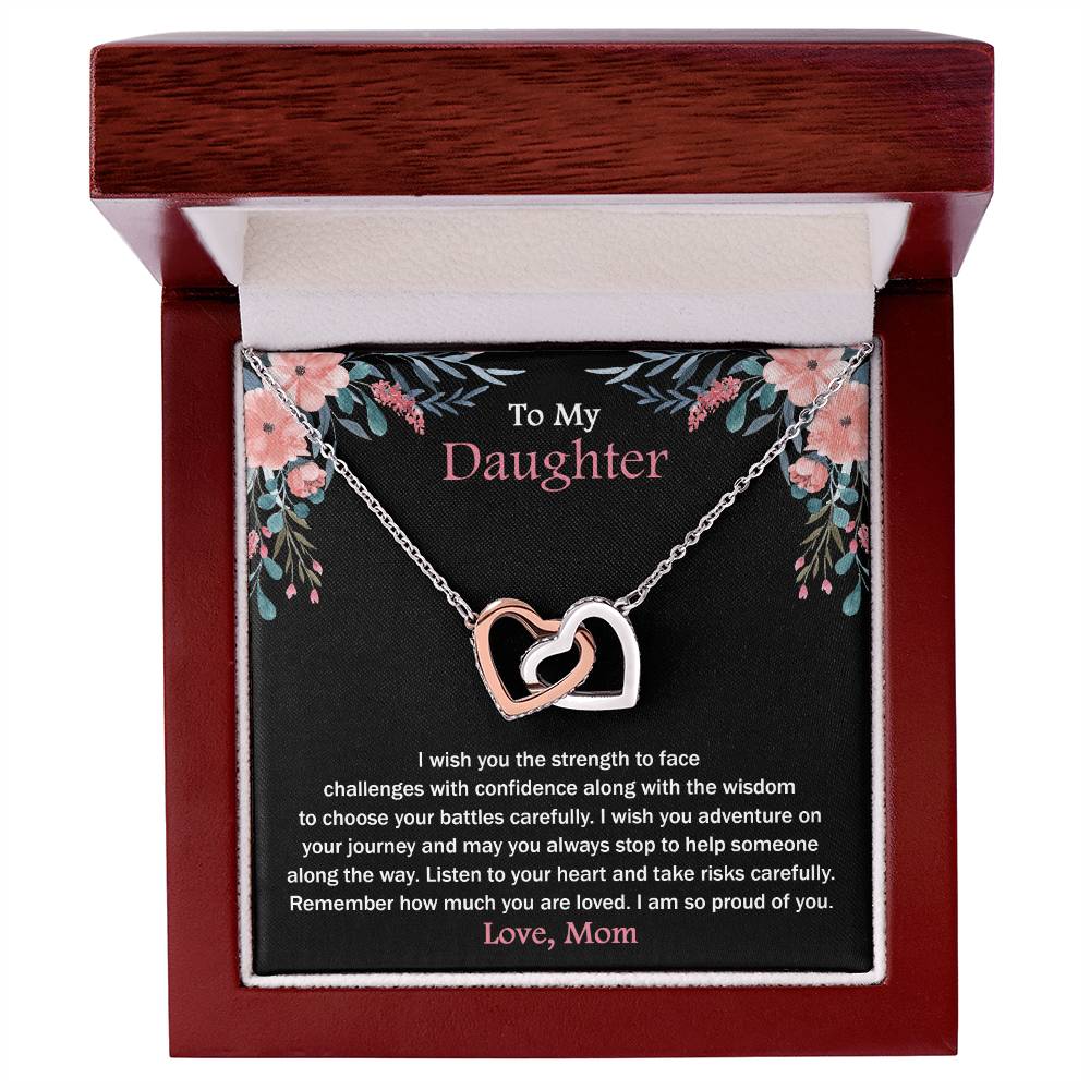 To My Daughter - Remember How Much You Are Loved - Necklace Interlocking Hearts Necklace