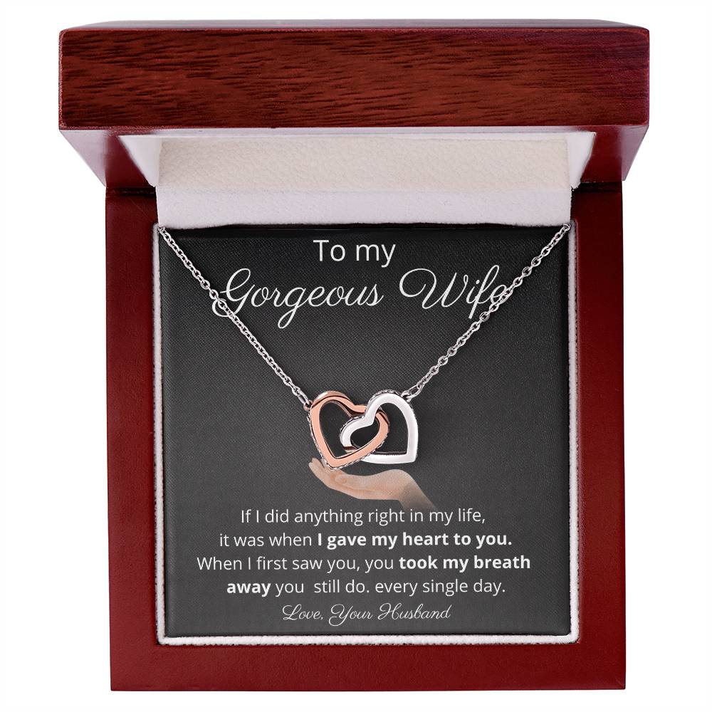 I Gave My Heart To My Gorgeous Wife - Two Hearts Necklace Interlocking Hearts Necklace