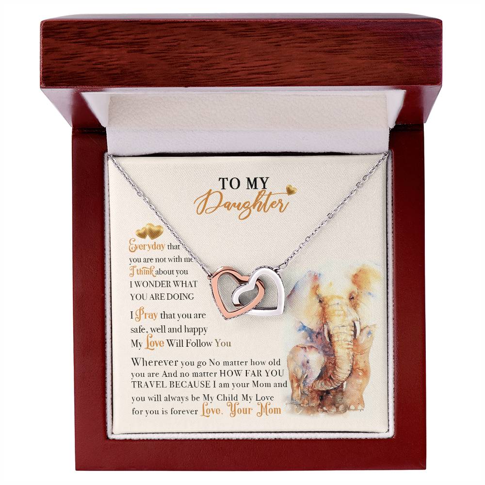 To My Daughter Necklace From Elephant Mom Interlocking Hearts Necklace