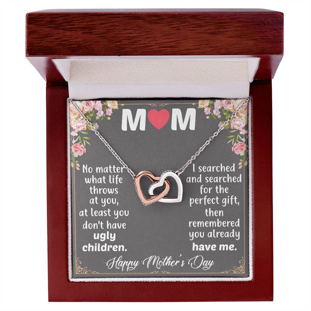 Happy Mother'S Day Mom Interlocking Hearts Necklace