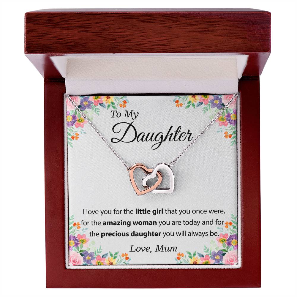 To My Daughter Necklace From Mom - Mother Daughter Necklace Set Of Interlocking Hearts Necklace
