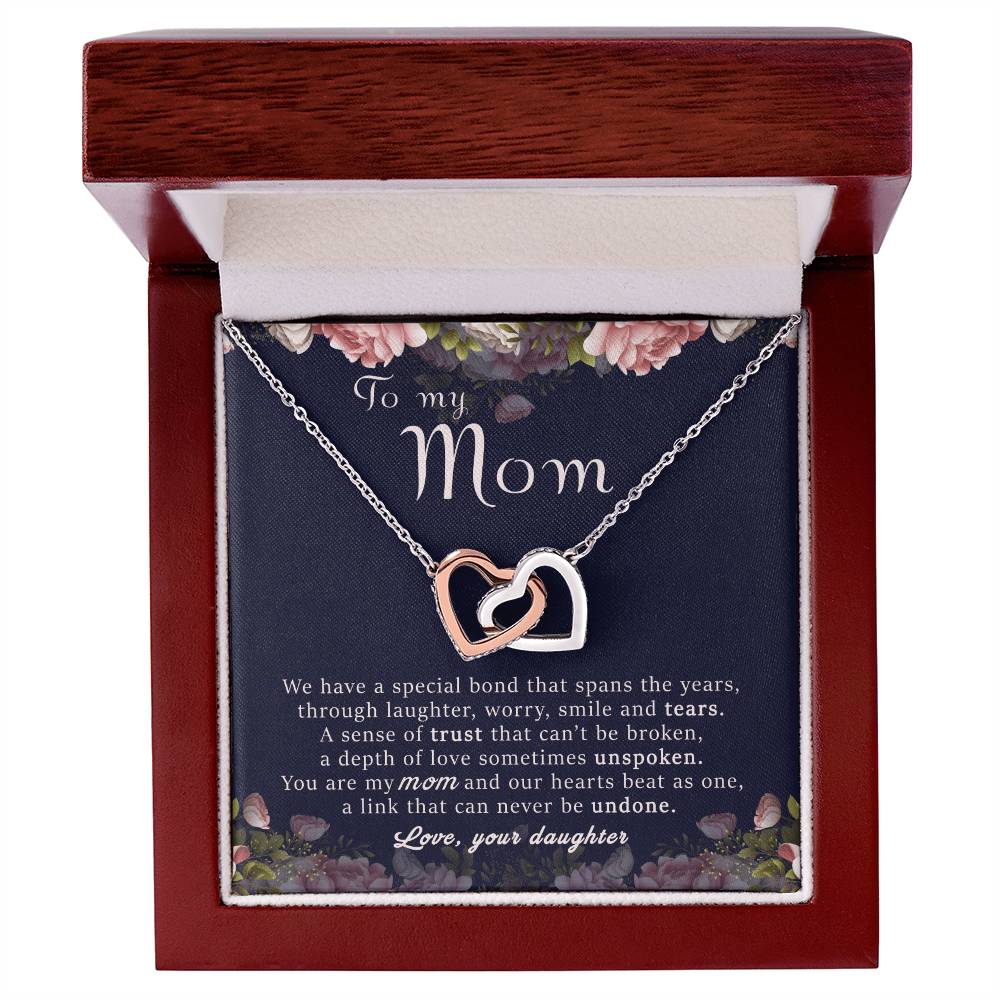 To My Mom Gift For Mother'S Day Interlocking Hearts Necklace