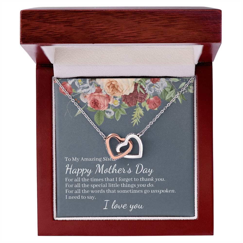 Amazing Sister Happy Mother'S Day Interlocked Hearts Necklace Interlocking Hearts Necklace