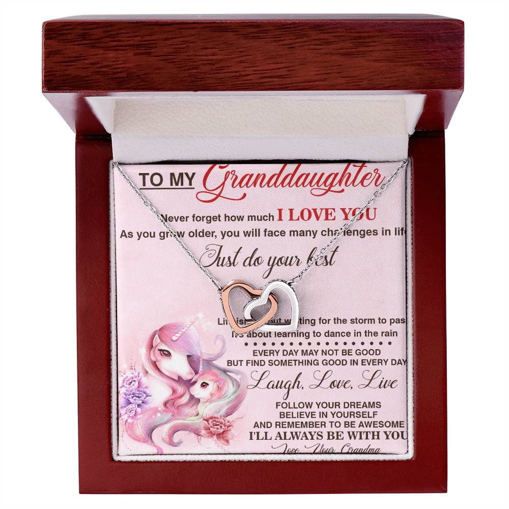 To My Granddaughter Interlocking Hearts Necklace Message Card