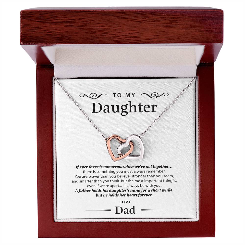 A Gift She Will Remember - To My Daughter - Two Hearts Necklace Interlocking Hearts Necklace