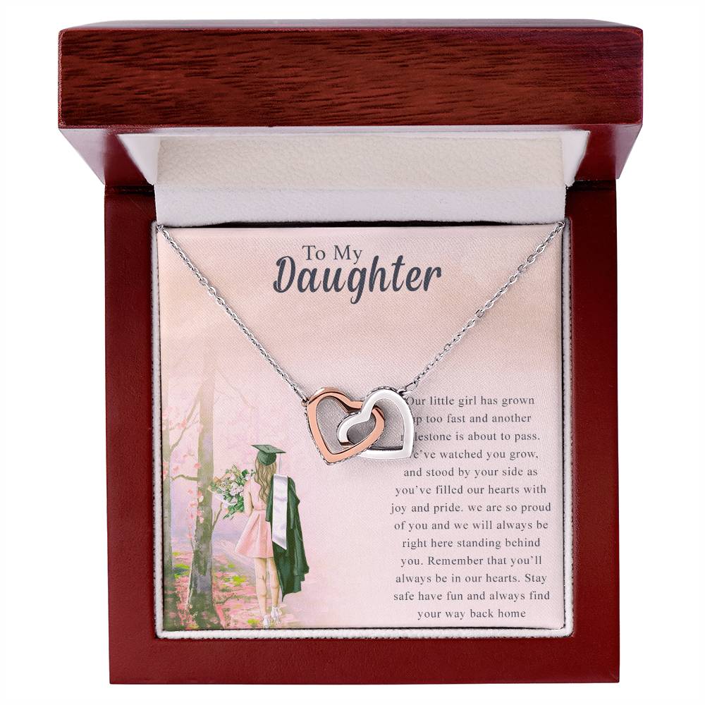 To My Daughter Interlocking Hearts Necklace