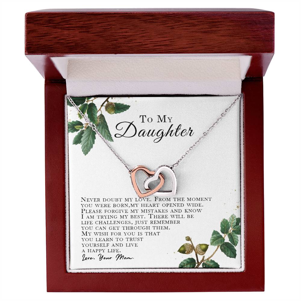 I Will Love You Forever Daughter Gift From Mom. Interlocking Hearts Necklace