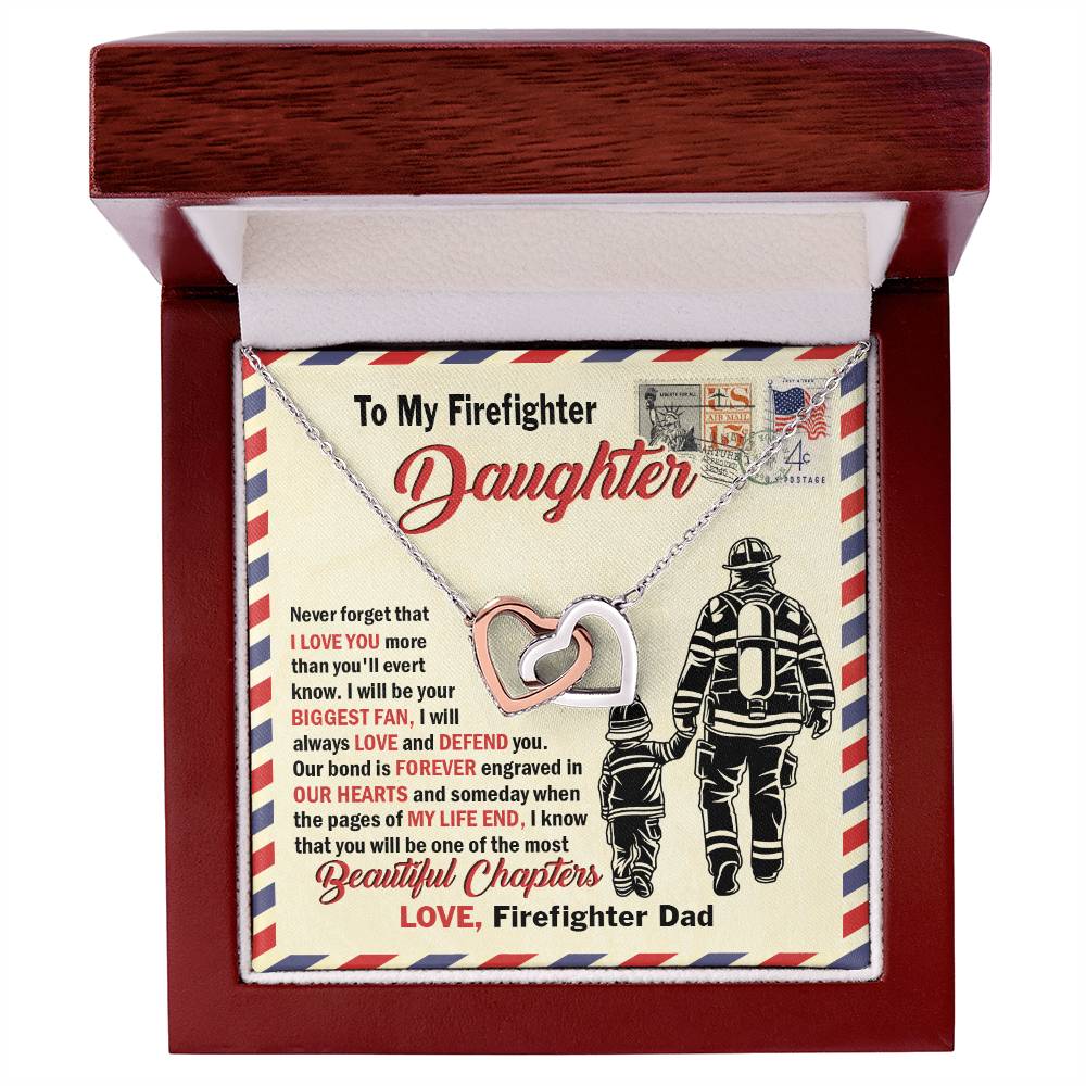 Firefighter Daughter Gift To Firefighter Daughter Gift From Dad Firefighter Daughter Necklace Interlocking Hearts Necklace