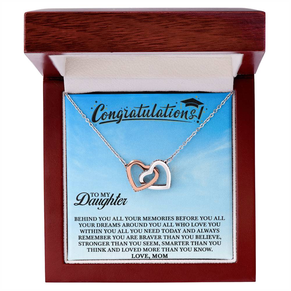 To My Daughter - You Are Loved More Than You Know - Necklace Interlocking Hearts Necklace