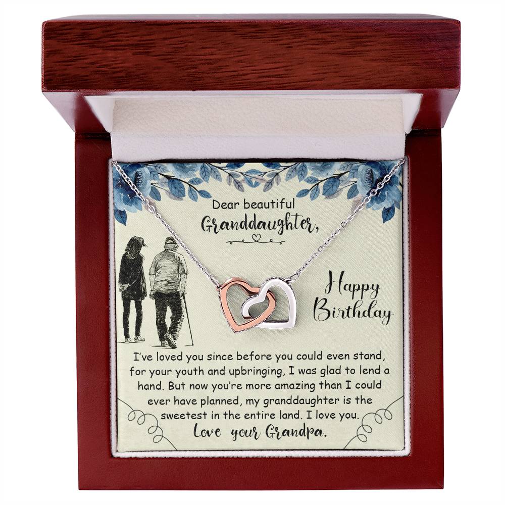 Dear Beautiful Granddaughter Interlocking Hearts Necklace
