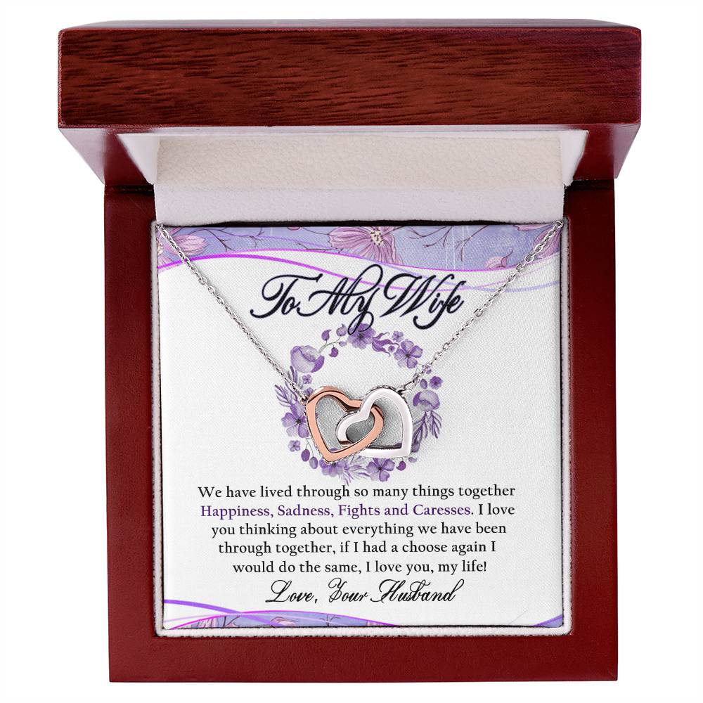 To My Wife Interlocking Hearts Necklace Message Card