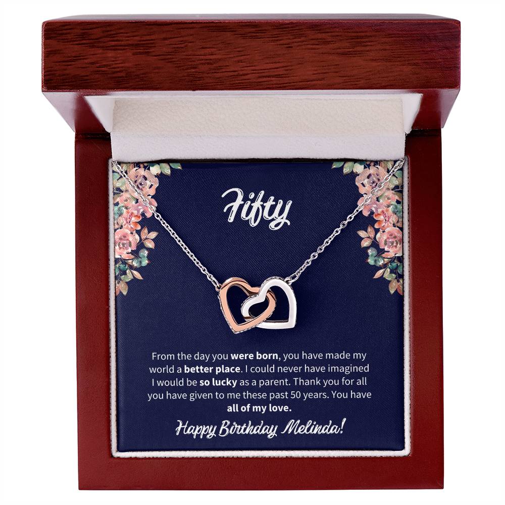 Fifty Birthday All Of My Love Interlocked Hearts Necklace Interlocking Hearts Necklace