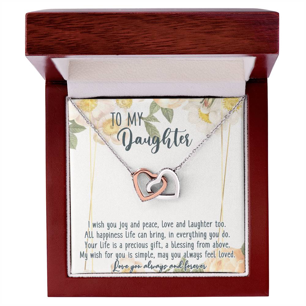 To My Daughter Interlocking Hearts Necklace Message Card