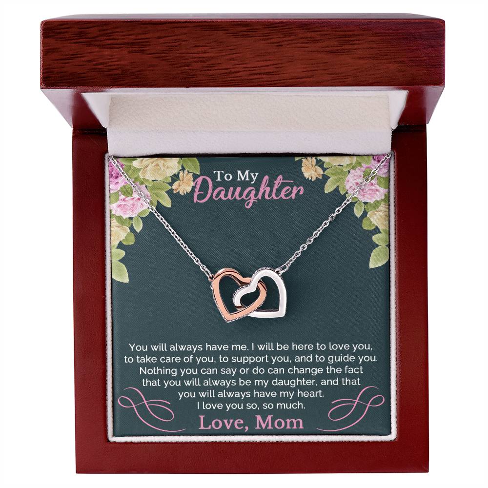 To My Daughter Necklace From Mom Interlocking Hearts Necklace
