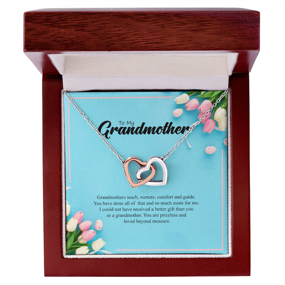 To My Grandmother- You Are Priceless Interlocking Necklace Interlocking Hearts Necklace
