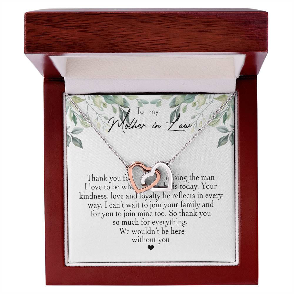 To My Mother In Law Thank You For Raising The Man I Love Heart Necklace Interlocking Hearts Necklace