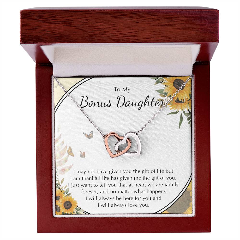 To My Bonus Daughter Necklace Stepdaughter Jewelry Stepdaughter Birthday Gift Interlocking Hearts Necklace