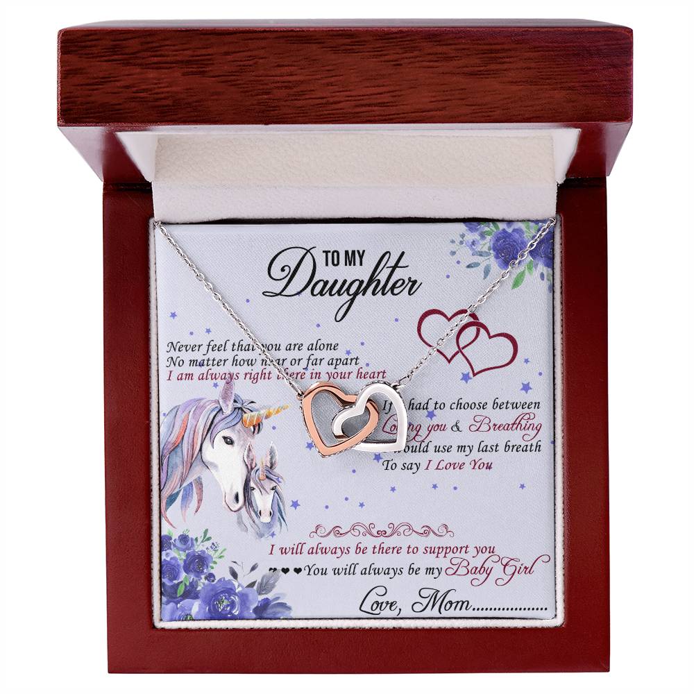 To My Daughter Interlocking Hearts Necklace Message Card