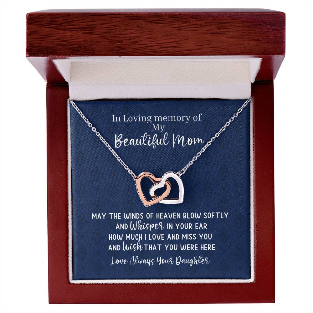 Mom Remembrance - 2 Hearts Necklace - Love Daughter Interlocking Hearts Necklace