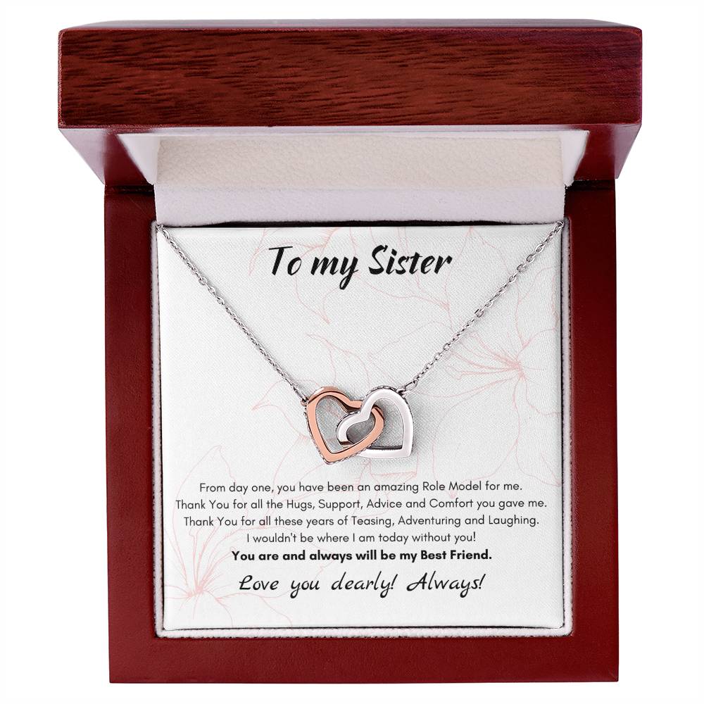 To My Sister Interlocking Hearts Necklace