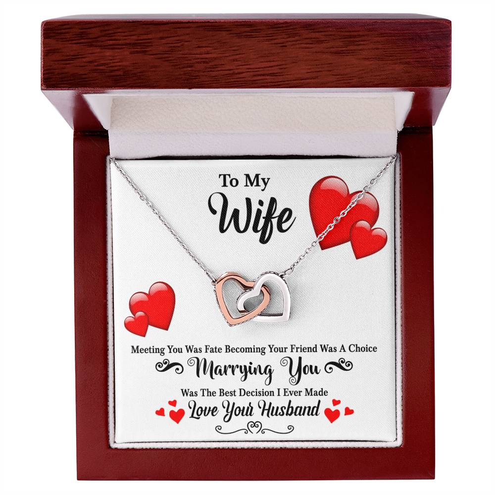 Meeting You Was Fate - Becoming Your Friend Was A Choice - Interlocking Hearts Necklace With Message Card