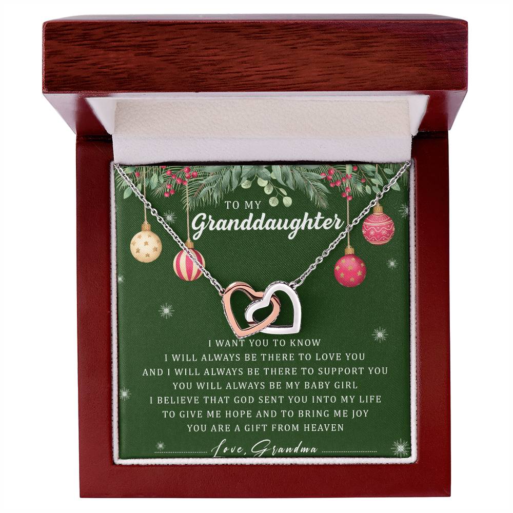 To My Granddaughter Interlocking Hearts Necklace Message Card