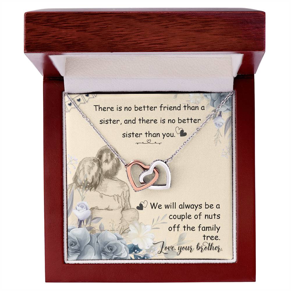 My Little Sister Two Hearts Necklace Loving Sister Gift Chain Funny Sister Present Interlocking Hearts Necklace