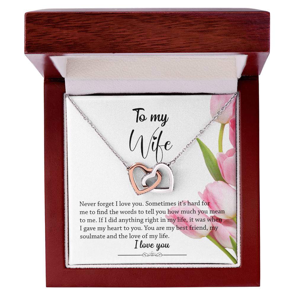 Interlocking Hearts - Pink Tulips Interlocking Hearts Necklace