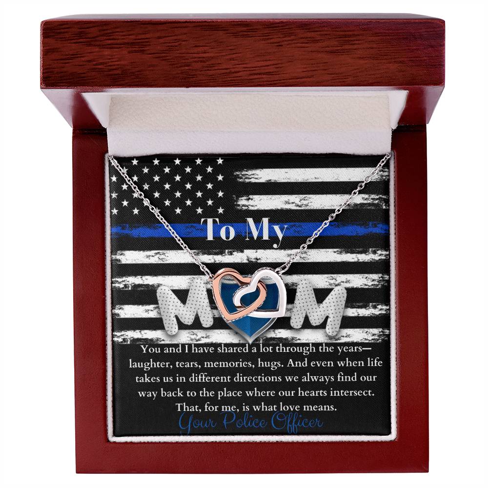Police Officer'S Mom Necklace Interlocking Hearts Necklace