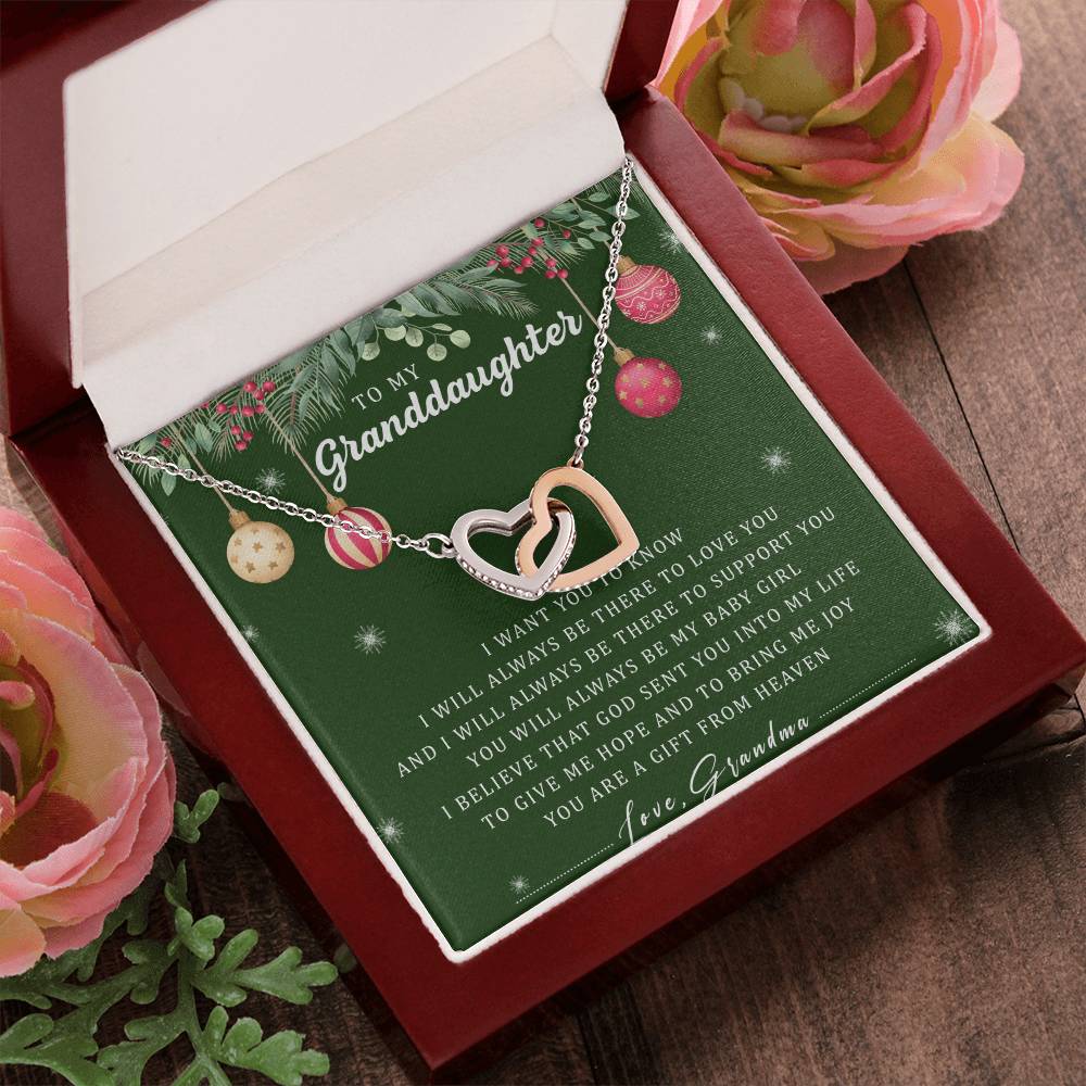 To My Granddaughter Interlocking Hearts Necklace Message Card