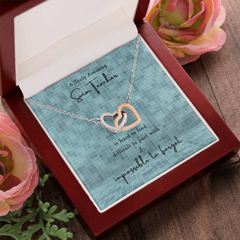 Gift For Swim Teacher Swim Teacher Appreciation Gift A Truly Amazing Swim Teacher Gift Interlocking Hearts Necklace