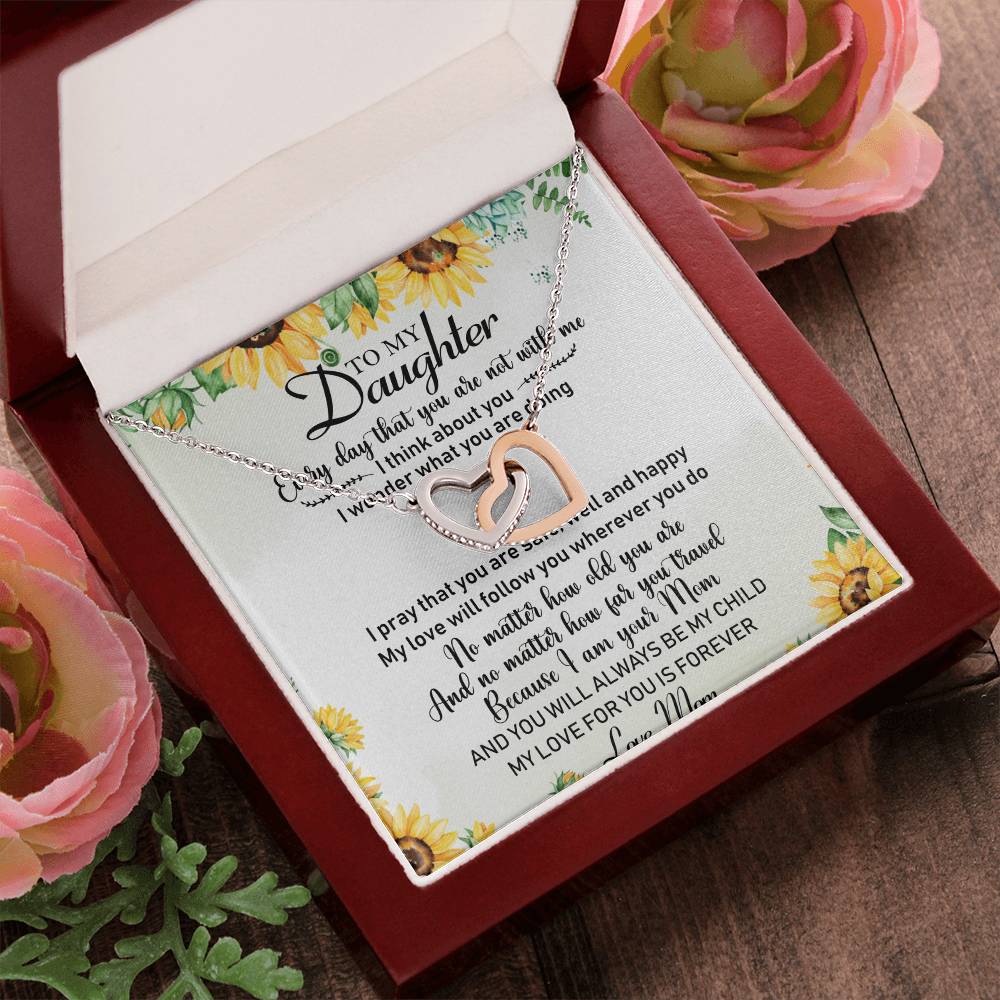 To My Daughter Interlocking Hearts Necklace Message Card