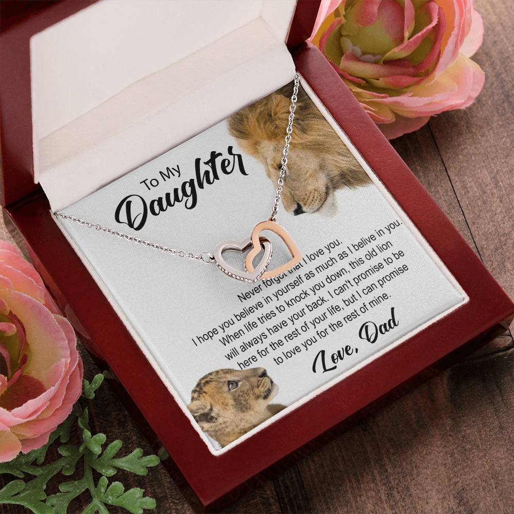 To My Daughter. Interlocking Hearts Necklace