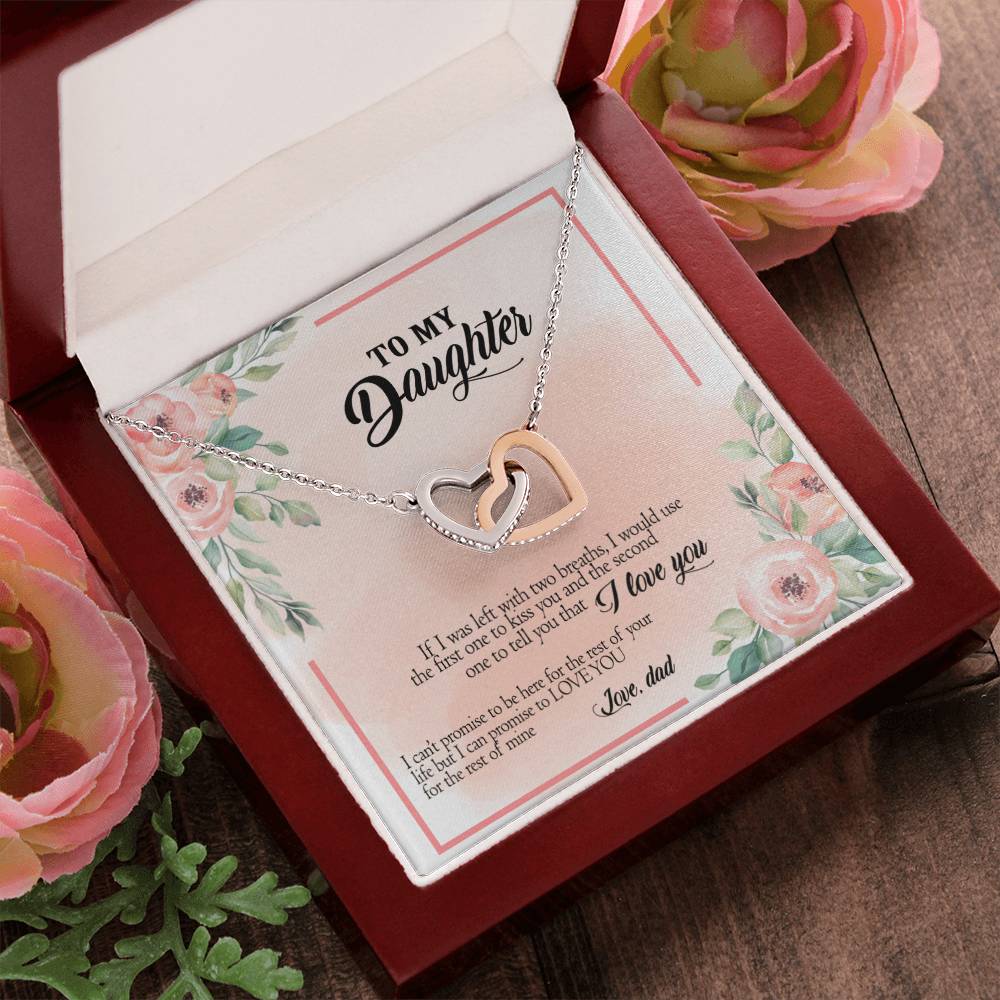 To My Daughter - I Promise To Love You For The Rest Of My Life Interlocking Hearts Necklace
