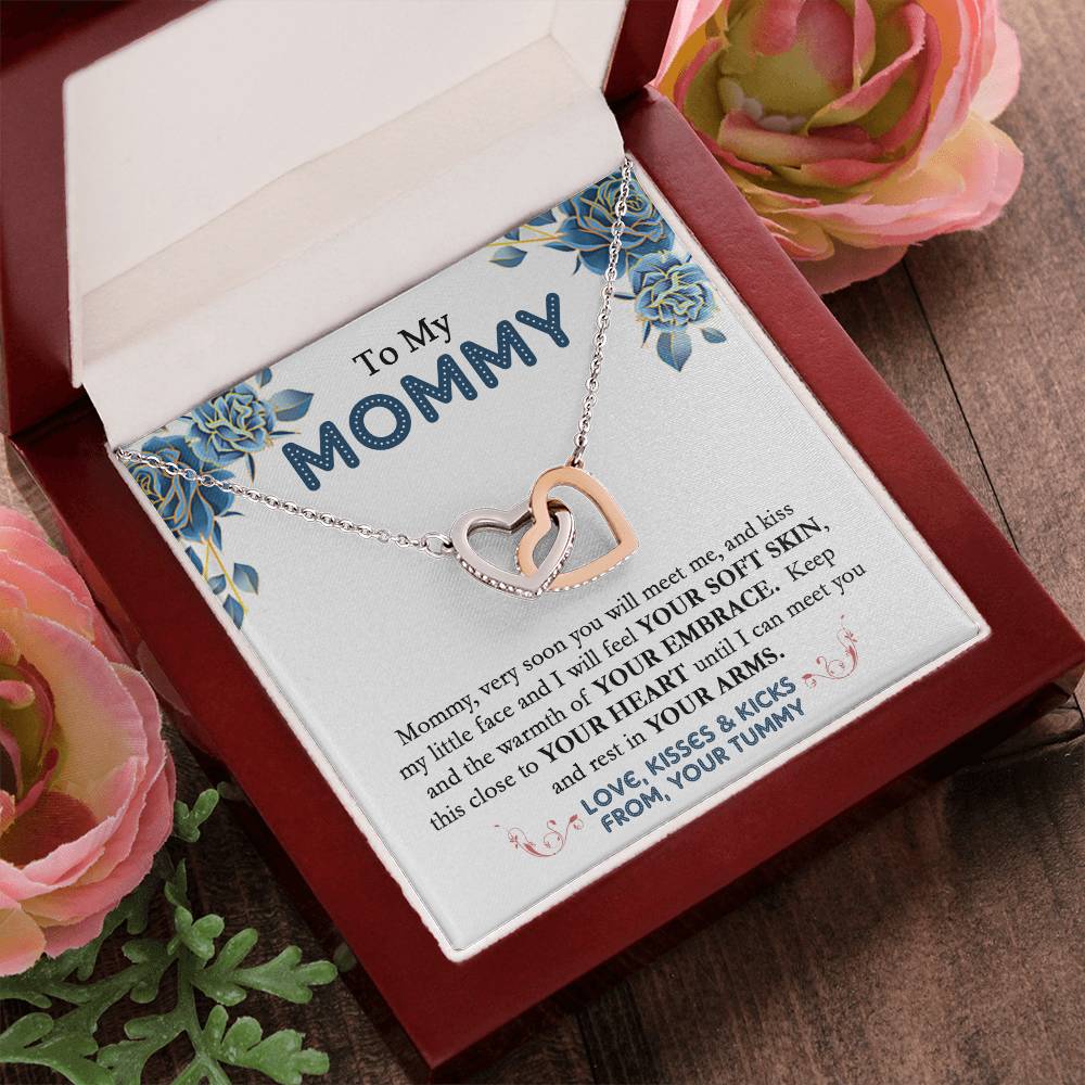 To My Mommy - From Your Tummy - Pregnancy Gift - Mother'S Day Gift - Luxury Necklace Interlocking Hearts Necklace