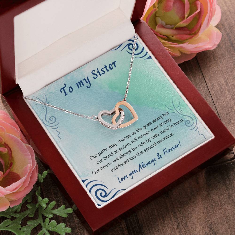 To My Sister Interlocking Hearts Necklace