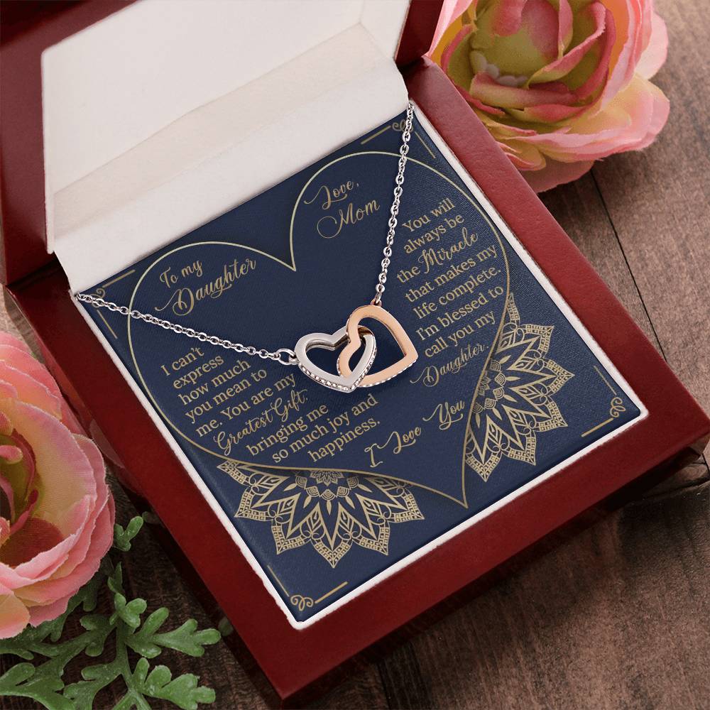 To My Daughter - Greatest Gift Miracle - Necklace Interlocking Hearts Necklace