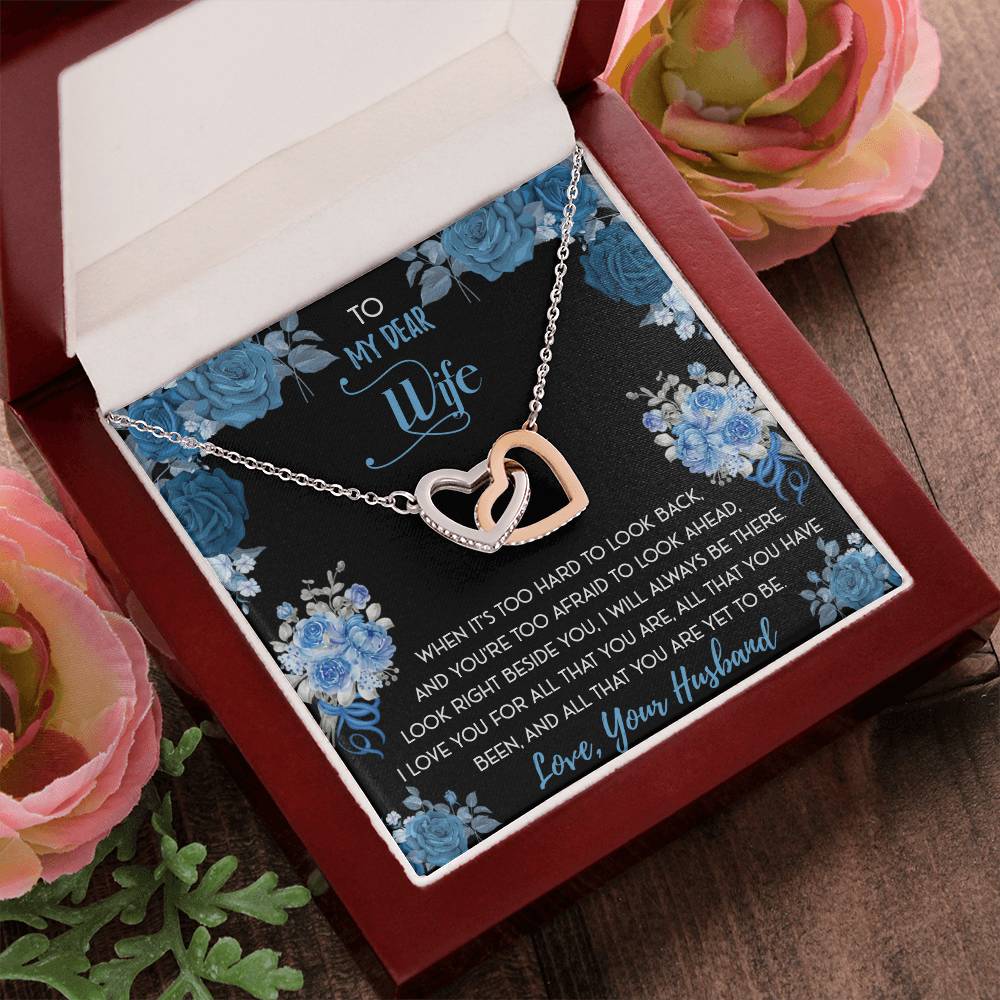 To My Dear Wife Interlocking Hearts Necklace