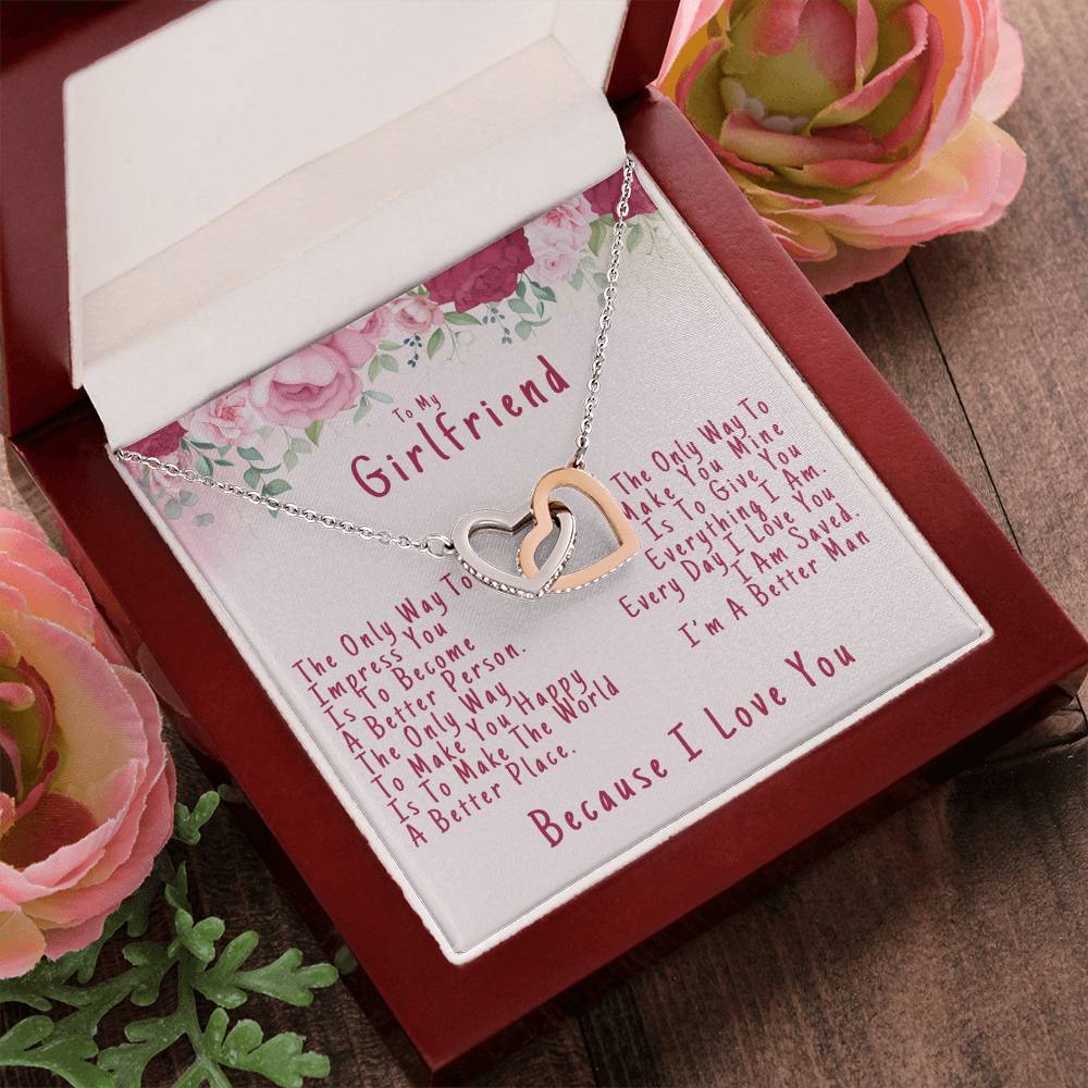 To My Girlfriend Valentine'S Day Because I Love You - Interlocking Heart Necklace Interlocking Hearts Necklace