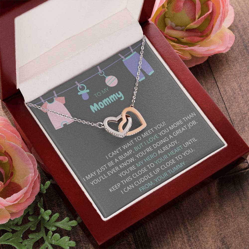 To My Mommy Necklace Gift For Expecting Moms Interlocking Hearts Necklace