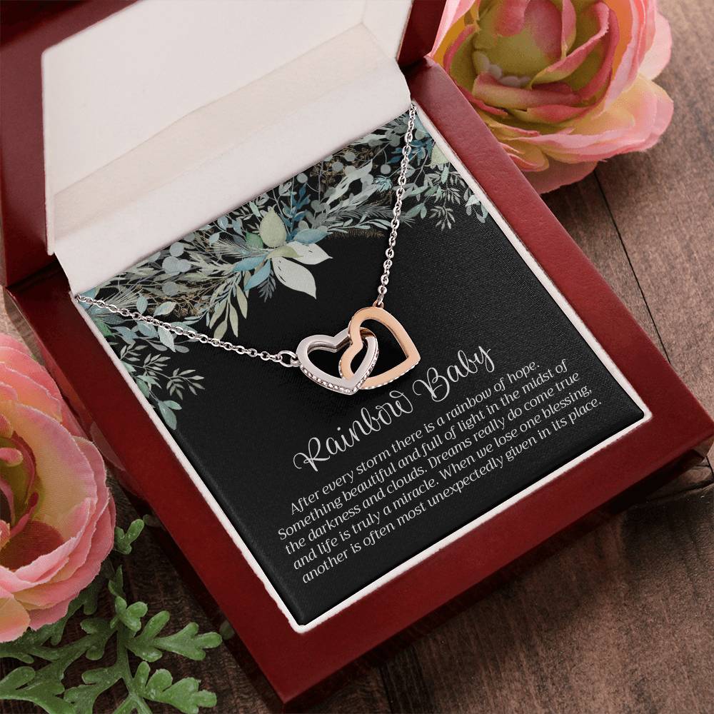 Rainbow Baby Necklace Interlocking Hearts Necklace