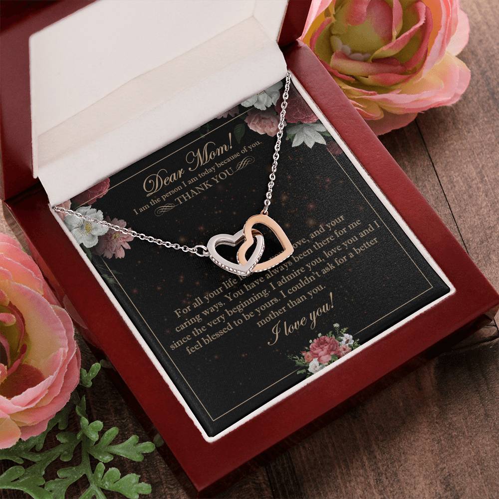 Dear Mom Interlocking Hearts Necklace Message Card