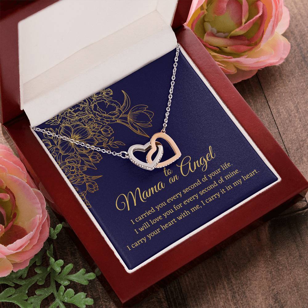 Mama To An Angel - Interlocking Hearts - Miscarriage Gift Necklace Angel Baby Miscarriage Keepsake Pregnancy Loss Bereavement Gift Stillborn Interlocking Hearts Necklace