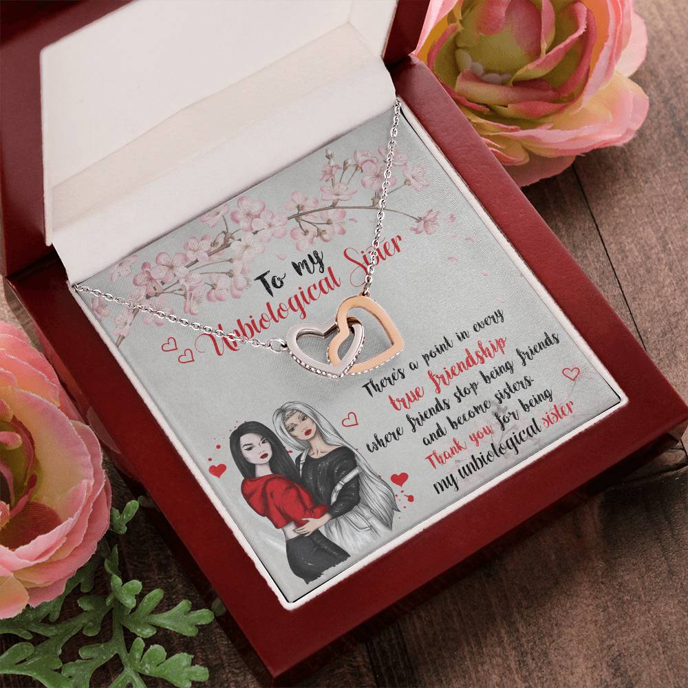 Unbiological Sister Gift-Inter Locking Necklace For Unbiological Sister-Sister Gift Idea-Best Friend Necklace Gift Idea Interlocking Hearts Necklace