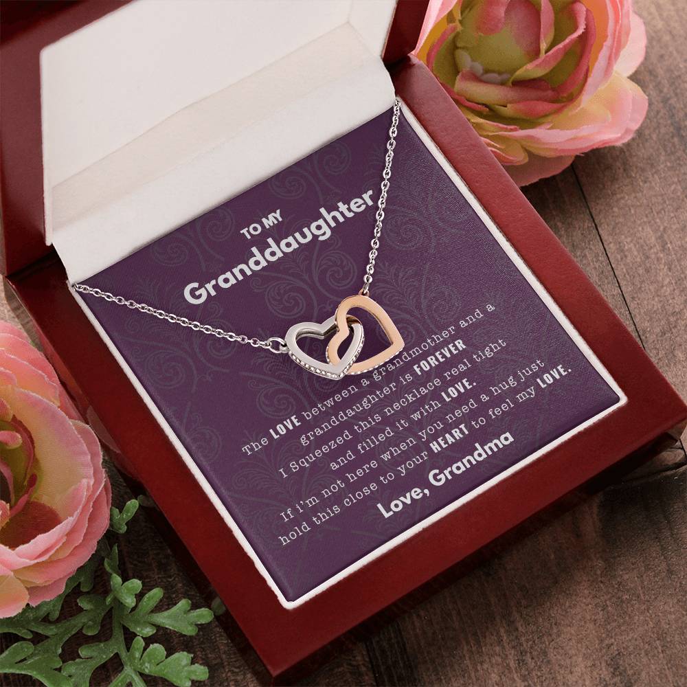 To My Granddaughter - Filled With Love - Necklace Interlocking Hearts Necklace