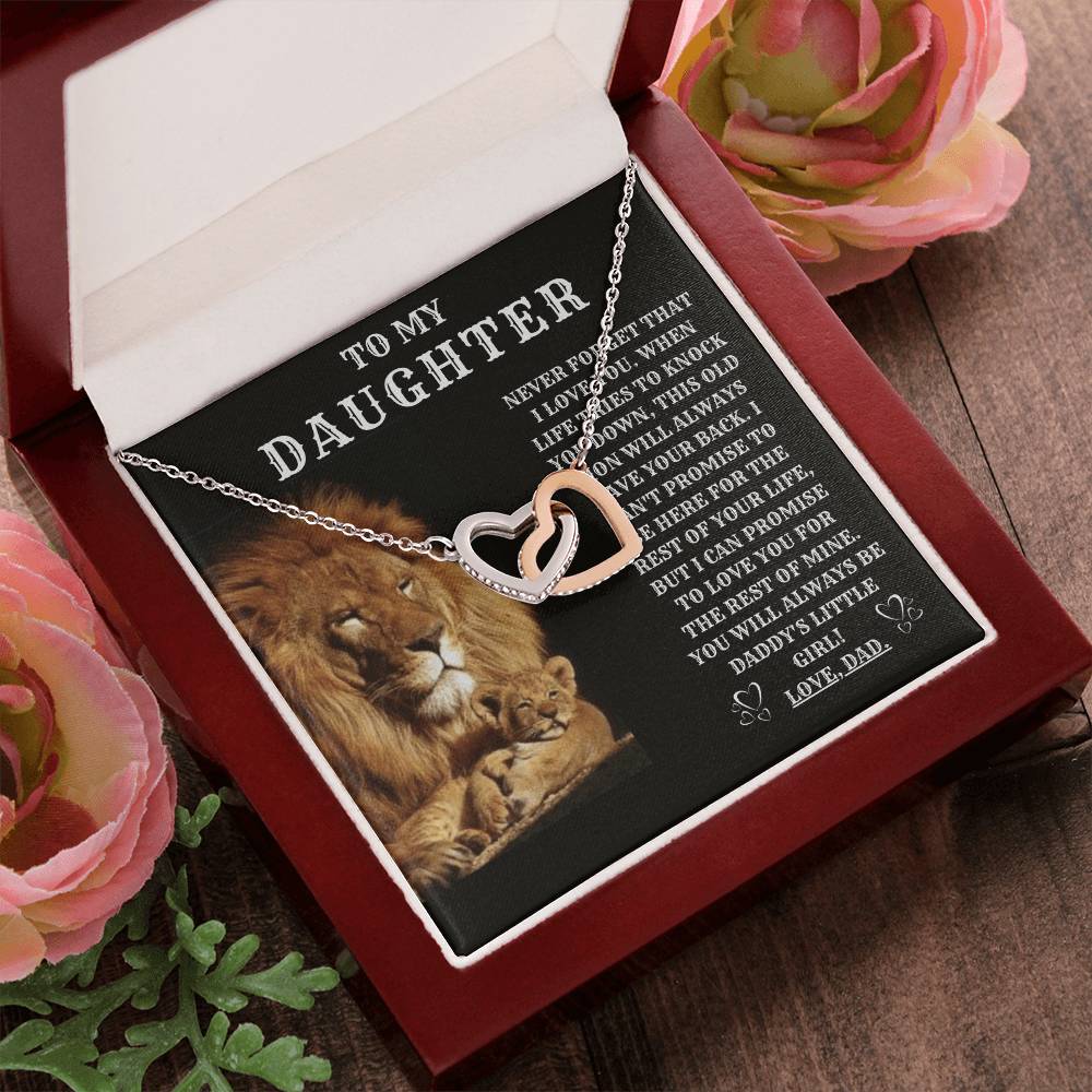 To My Daughter - Interlocking Hearts Necklace - From Dad