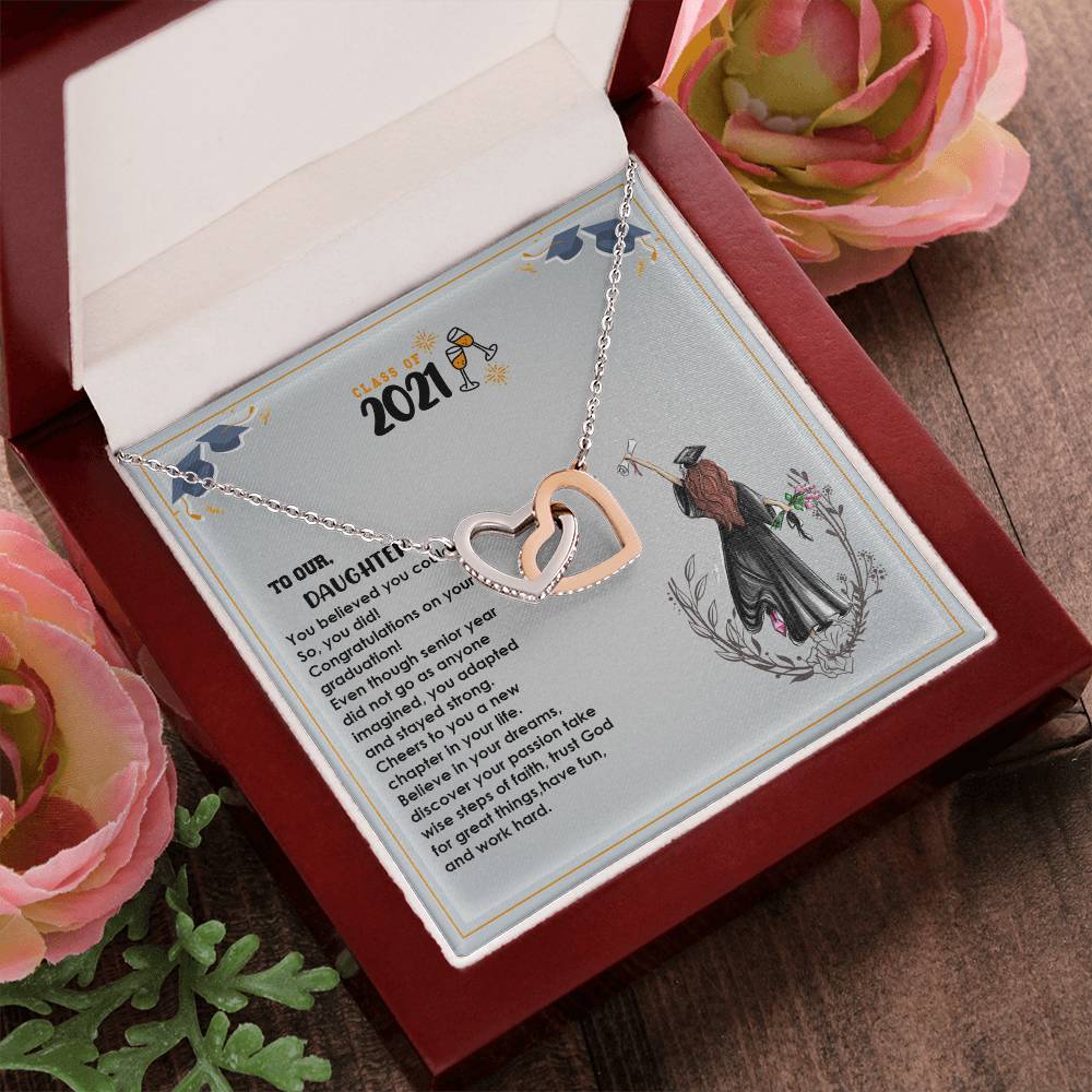 Interlocked Never-Ending Love Necklace For Believer Graduate Daughter Interlocking Hearts Necklace