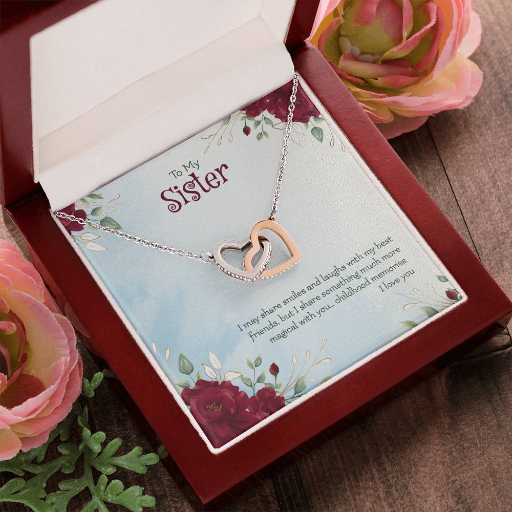 Interlocking Hearts Necklace For Sister
